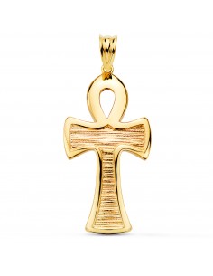 18K CRUZ DE LA VIDA EGIPCIA ORO AMARILLO BRILLO 34 X 18 MM . AMULETO EGIPCIO ANKH