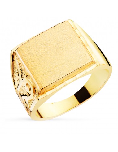 18K SELLO ORO AMARILLO CABALLERO MACIZO TALLADO ZONA GRABADO: 14X14 MM