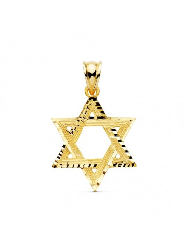 18K COLGANTE ORO AMARILLO ESTRELLA DE DAVID TALLADA 31X25 MM
