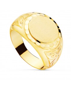 18K SELLO CABALLERO ORO AMARILLO REDONDO LATERAL TALLADO. ZONA GRABADO: 14 MM