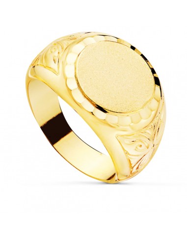 18K SELLO CABALLERO ORO AMARILLO REDONDO LATERAL TALLADO. ZONA GRABADO: 14 MM