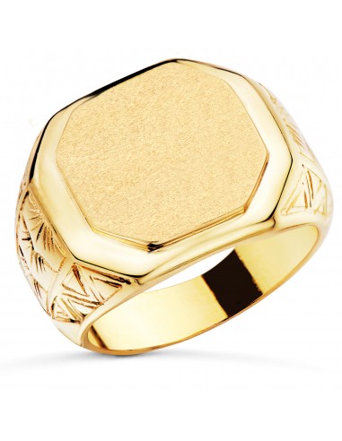 18K SELLO ORO AMARILLO CABALLERO MATE Y BRILLO. ZONA GRABADO 14X15 MM