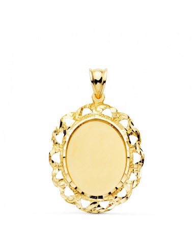 18K PLACA CHAPA CERCO ORO AMARILLO FILIGRANA TALLADO 33X25 MM PLACA CHAPA GRABAR 21X16 MM