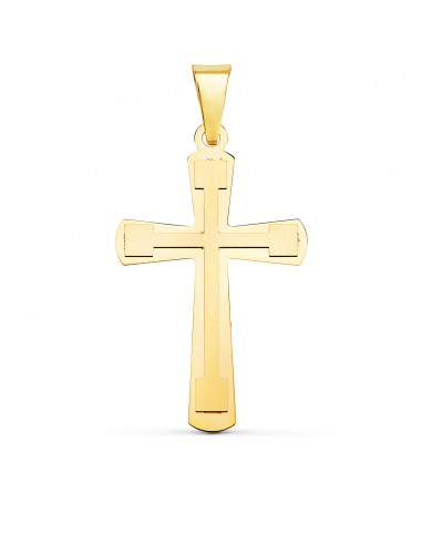 18K CRUZ ORO AMARILLO BRILLO Y MATE SIN CRISTO 33X20 MM