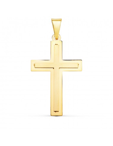 18K CRUZ ORO AMARILLO BRILLO Y MATE SIN CRISTO 32X20 MM