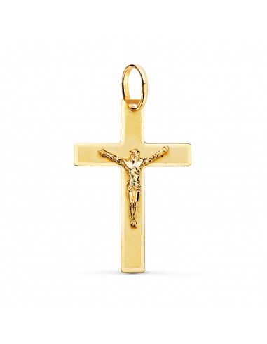 18K CRUZ ORO AMARILLO CON CRISTO MATIZADA 29X20 MM