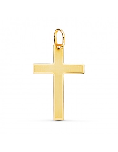 18K CRUZ ORO AMARILLO BRILLO Y MATE SIN CRISTO 29X20 MM