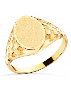 18K SELLO ORO AMARILLO CADETE MACIZO TALLADO CABEZA OVAL. ZONA GRABADO 13X9MM