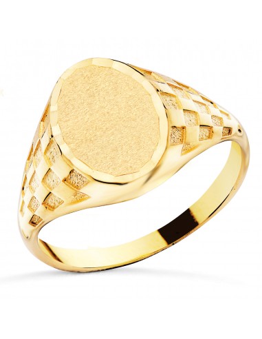 18K SELLO ORO AMARILLO CADETE MACIZO TALLADO CABEZA OVAL. ZONA GRABADO 13X9MM