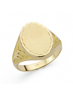 18K SELLO ORO AMARILLO CABALLERO MACIZO OVAL TALLADO PALMERA. ZONA GRABADO: 21X19MM