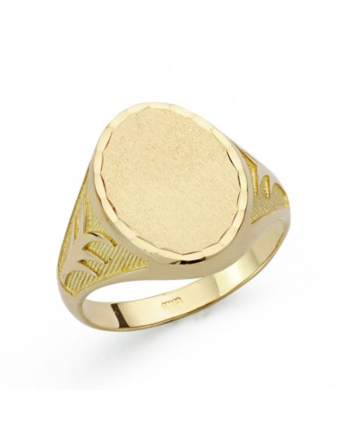 18K SELLO ORO AMARILLO CABALLERO MACIZO OVAL TALLADO PALMERA. ZONA GRABADO: 21X19MM