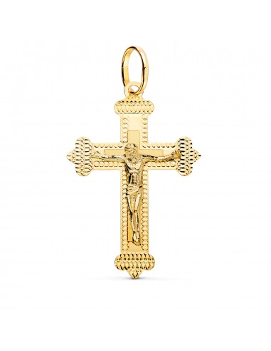 18K CRUZ ORO AMARILLO CON CRISTO TALLADA 35X23 MM
