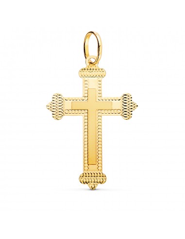 18K CRUZ ORO AMARILLO SIN CRISTO TALLADA 35X23 MM