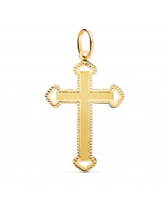 18K CRUZ ORO AMARILLO SIN CRISTO TALLADA Y MATIZADA 35X22 MM