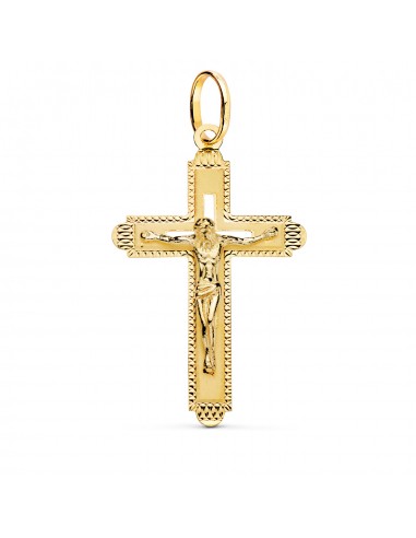 18K CRUZ ORO AMARILLO CON CRISTO TALLADA 35X22 MM