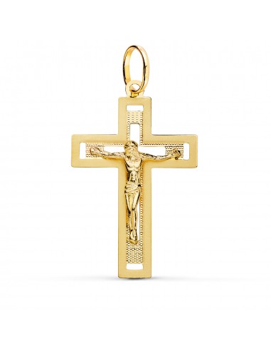 18K CRUZ ORO AMARILLO CON CRISTO TALLADA 35X22 MM