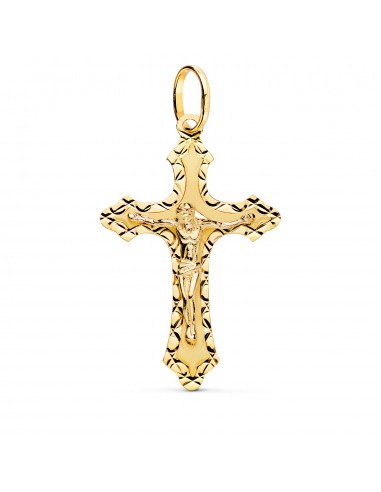18K CRUZ ORO AMARILLO CON CRISTO TALLADA 35X22 MM
