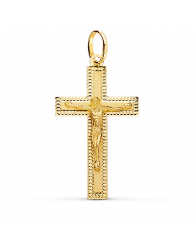 18K CRUZ ORO AMARILLO CON CRISTO TALLADA 35X20 MM