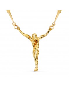 18K CRISTO DE DALI CON ASAS ORO AMARILLO 41X35 MM CADENA CLAVOS 50CM