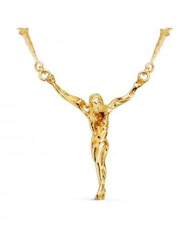 18K CRISTO DE DALI CON ASAS ORO AMARILLO 41X35 MM CADENA CLAVOS 50CM