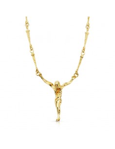 18K CRISTO DE DALI CON ASAS ORO AMARILLO 33X28 MM CADENA CLAVOS 60CM