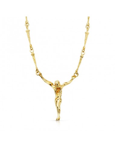 18K CRISTO DE DALI CON ASAS ORO AMARILLO 33X28 MM CADENA CLAVOS 60CM