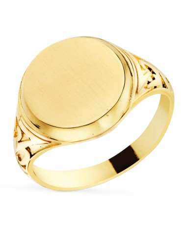 18K SELLO ORO AMARILLO CON TALLADOS LATERALES. CABEZA REDONDA MATIZADA 12 MM