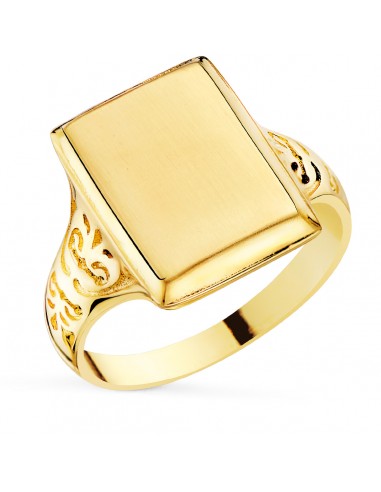 18K SELLO ORO AMARILLO CON TALLADOS LATERALES CABEZA RECTANGULAR 13X10 MM