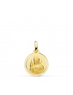 18K MEDALLA ORO AMARILLO CRISTO SAGRADO CORAZON DE JESUS BISEL 14 MM
