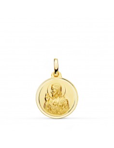 18K MEDALLA ORO AMARILLO CRISTO SAGRADO CORAZON DE JESUS BISEL 16 MM