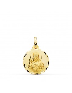 18K MEDALLA ORO AMARILLO CRISTO SAGRADO CORAZON DE JESUS TALLADA 16 MM