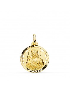 18K MEDALLA ORO AMARILLO CRISTO SAGRADO CORAZON DE JESUS HELICE CALADO 18 MM