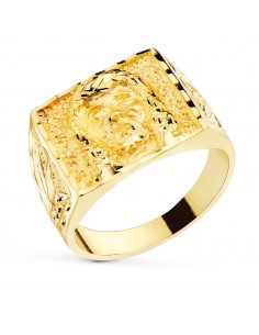 18K SELLO ORO AMARILLO MACIZO CAMARON TALLADO. 16 X 18 MM