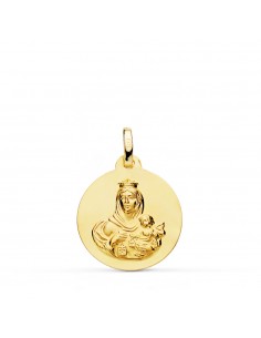 18K MEDALLA ORO AMARILLO VIRGEN DEL CARMEN LISA 16 MM