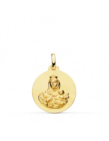 18K MEDALLA ORO AMARILLO VIRGEN DEL CARMEN LISA 18 MM