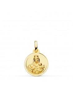 18K MEDALLA ORO AMARILLO VIRGEN DEL CARMEN BISEL 14 MM