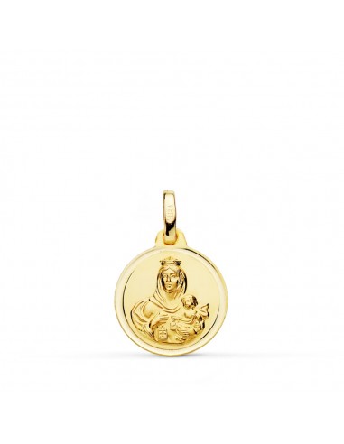 18K MEDALLA ORO AMARILLO VIRGEN DEL CARMEN BISEL 14 MM