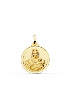 18K MEDALLA ORO AMARILLO VIRGEN DEL CARMEN BISEL 18 MM