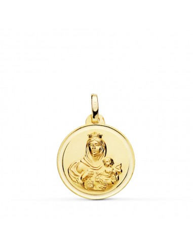 18K MEDALLA ORO AMARILLO VIRGEN DEL CARMEN BISEL 18 MM