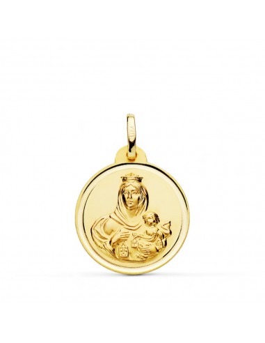 18K MEDALLA ORO AMARILLO VIRGEN DEL CARMEN BISEL 20 MM