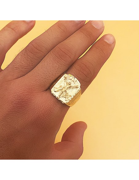 18K SELLO ORO AMARILLO MACIZO CON CRISTO DE LA LEGIÓN. ANCHO CABEZA: 21 X 17 MM