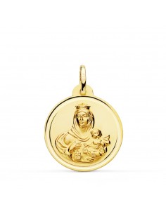 18K MEDALLA ORO AMARILLO VIRGEN DEL CARMEN BISEL 22 MM