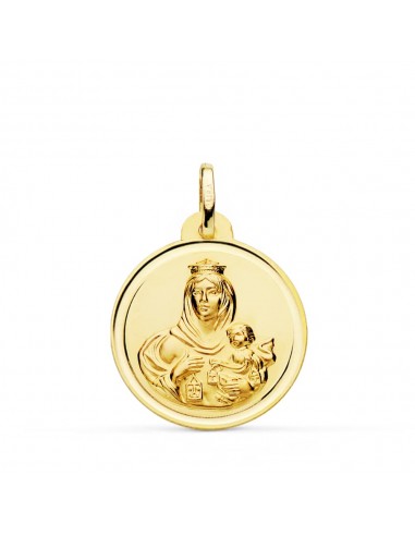 18K MEDALLA ORO AMARILLO VIRGEN DEL CARMEN BISEL 22 MM