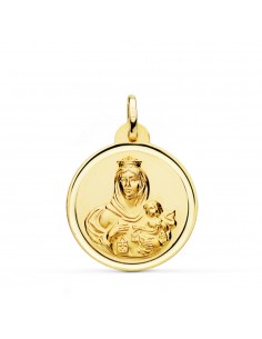 18K MEDALLA ORO AMARILLO VIRGEN DEL CARMEN BISEL 24 MM