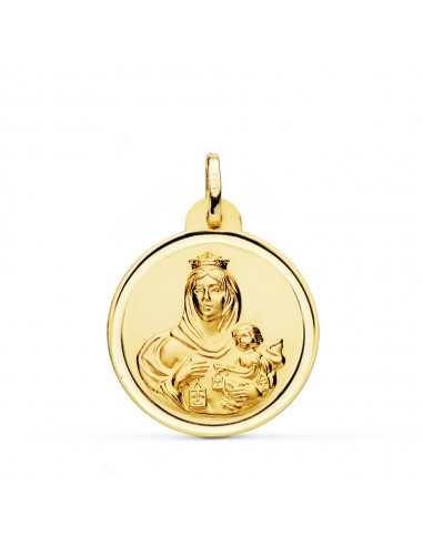 18K MEDALLA ORO AMARILLO VIRGEN DEL CARMEN BISEL 24 MM