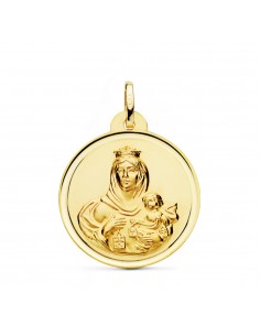 18K MEDALLA ORO AMARILLO VIRGEN DEL CARMEN BISEL 26 MM