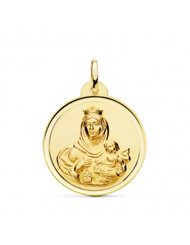 18K MEDALLA ORO AMARILLO VIRGEN DEL CARMEN BISEL 26 MM