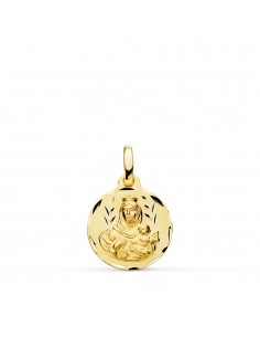 18K MEDALLA ORO AMARILLO TALLADA VIRGEN DEL CARMEN 14 MM