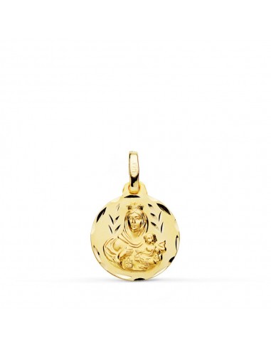 18K MEDALLA ORO AMARILLO TALLADA VIRGEN DEL CARMEN 14 MM