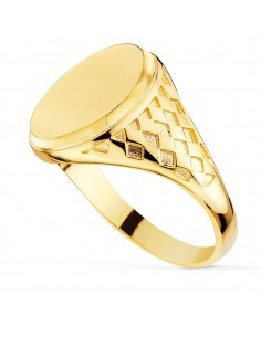 18K SELLO ORO AMARILO CON TALLADOS LATERALES. CABEZA OVAL MATIZADA: 14 X 11 MM 2
